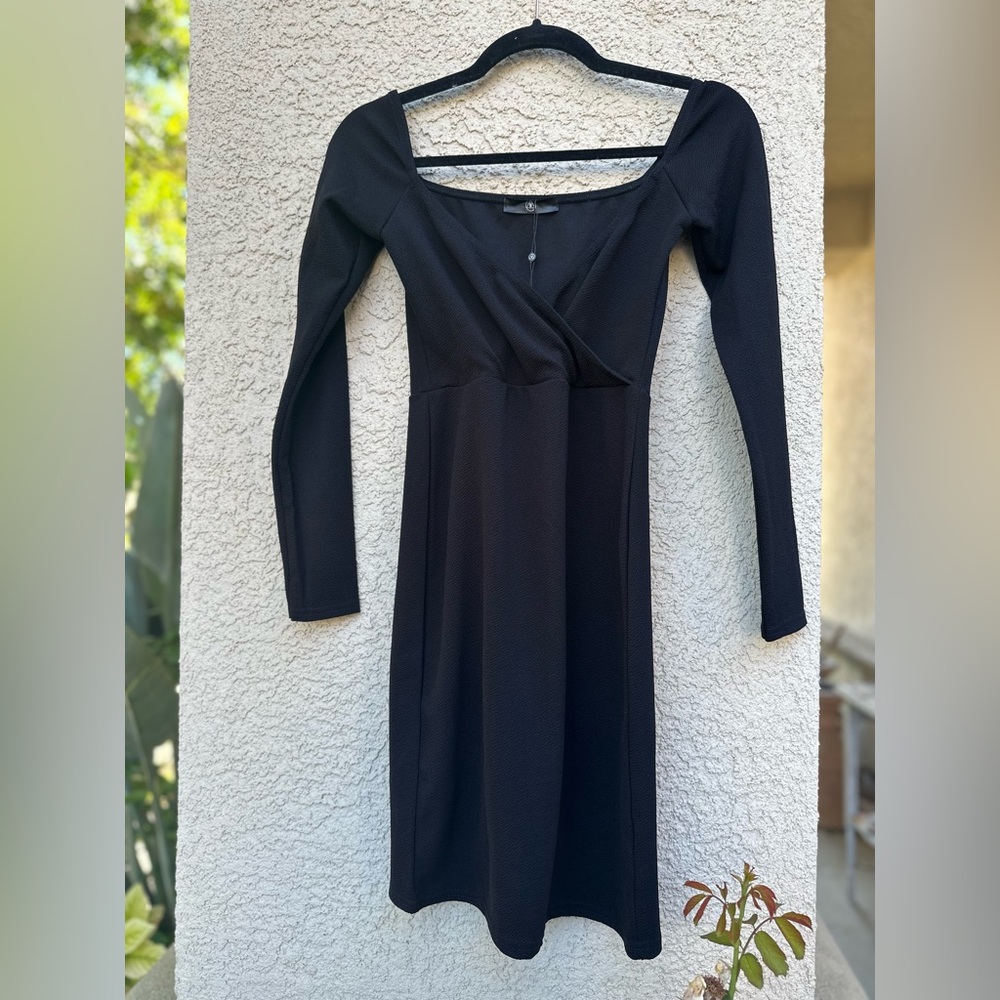 Missguided Black Off Shoulder Wrap Bodycon Dress